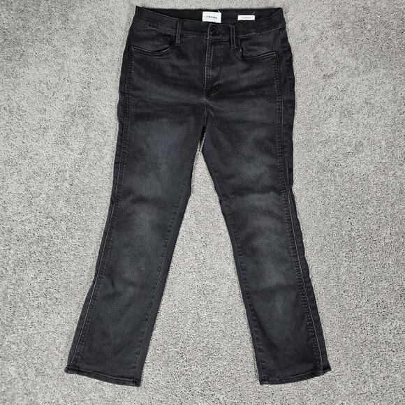 Frame Jeans Womens 32 Black Le High Straight Billups Stretch Gothic Boho Grunge - Picture 1 of 13